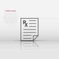 Prescription icon in flat style. Rx document vector illustration on white isolated background. Paper business concept Royalty Free Stock Photo