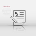 Prescription icon in flat style. Rx document vector illustration on white isolated background. Paper business concept Royalty Free Stock Photo