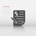 Prescription icon in flat style. Rx document vector illustration on white isolated background. Paper business concept Royalty Free Stock Photo