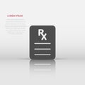 Prescription icon in flat style. Rx document vector illustration on white isolated background. Paper business concept Royalty Free Stock Photo