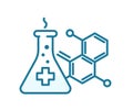 Prescription for a medicine. The formula of the drug. Beaker chemical substance. Bioadditive for health. Outline contour