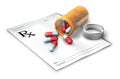 Prescription note with pill bottle