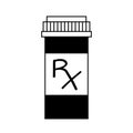 Prescription pill bottle black and white illustration