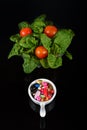 Prescription Pills and Medicine Medication Drugs versus Spinach Salad Royalty Free Stock Photo