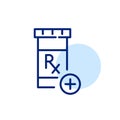 Prescription refill in pharmacy. Pill bottle. Pixel perfect, editable stroke line icon