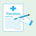 Prescriptions and hand icon. Medicine illustration