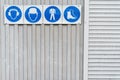 Prescriptive safety signs and posters of personal protective equipment at work Royalty Free Stock Photo