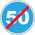 Prescriptive sign `End of the minimum speed limit zone`. Russia