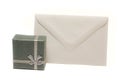Present box with blank envelope