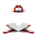 Present box or blank gift box with red ribbon and bow open isolated on white background Royalty Free Stock Photo