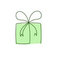 Present box continuous editable line vector illustration with blue wrap.