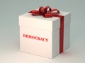 Present box with democracy title