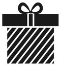 Present box icon. Decorative gift. Holiday symbol