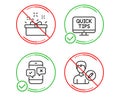 Present box, Web tutorials and Phone survey icons set. Edit person sign. Vector