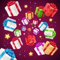 Present Boxes Background Holiday Birthday. Vector