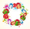 Present Boxes Frame Circle. Vector