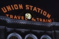 Union Station in Downtown Denver, Colorado at Night