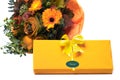 Present and flowers Royalty Free Stock Photo