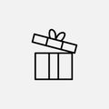 Present gift boxline in Thin line black color. flat simple vector symbols illustration Royalty Free Stock Photo