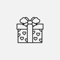 Present gift boxline in Thin line black color. flat simple vector symbols illustration Royalty Free Stock Photo