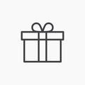 Present gift boxline in Thin line black color. flat simple vector symbols illustration Royalty Free Stock Photo