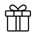 Present gift box icon. Vector isolated element. Christmas gift icon illustration vector symbol. Surprise present linear design. Royalty Free Stock Photo