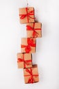 Present Gift Box on Wood Background, Holiday Cardboard Boxes over white Texture Royalty Free Stock Photo