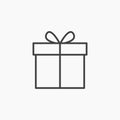Present gift boxline in Thin line black color. flat simple vector symbols illustration Royalty Free Stock Photo