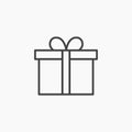 Present gift boxline in Thin line black color. flat simple vector symbols illustration Royalty Free Stock Photo