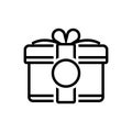 Black line icon for Present, gift and box