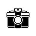 Black solid icon for Present, gift and box