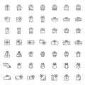 Present icon set in thin line style,vector illustration