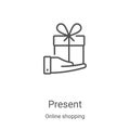 present icon vector from online shopping collection. Thin line present outline icon vector illustration. Linear symbol for use on Royalty Free Stock Photo