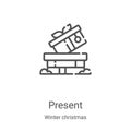 present icon vector from winter christmas collection. Thin line present outline icon vector illustration. Linear symbol for use on Royalty Free Stock Photo