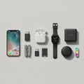 Present. These items are laid out in a grid pattern, showcasing Royalty Free Stock Photo