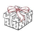 Present line art icon, holiday box for celebration