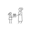 Present, mother, daughter icon. Element of family life icon. Thin line icon for website design and development, app development.