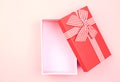 Present,red gift box opened,empy package,copy space background