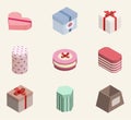 Present`s boxes vector isometric illustrations