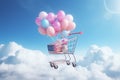 Present shopping basket purchase sale buy trolley concept commerce background cart