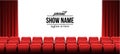 Present show name template with red empty seats at cinema movie theater