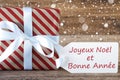 Present With Snowflakes, Text Bonne Annee Means New Year