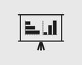 Presentation billboard sign icon. Scheme and Diagram symbol. Graphic element on gray background.