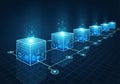 Presentation of blockchain technology features a series of interconnected blue Royalty Free Stock Photo