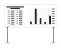 Presentation board with bar chart black and white 2D line object