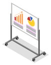 Presentation with Charts on Whiteboard Vector
