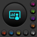 Presentation dark push buttons with color icons