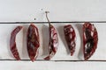 Presentation of dried chili peppers