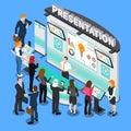 Presentation During Exhibition Isometric Composition Royalty Free Stock Photo