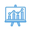 Presentation icon in blue style about marketing and growth for any projects Royalty Free Stock Photo